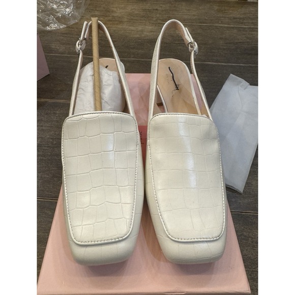 Kate Spade New York Sahiba Sling Back Pump White Crocodile Embossed Size 9 - Picture 2 of 13